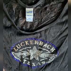 Kavio Black Tank Top with Blue and Silver Accents